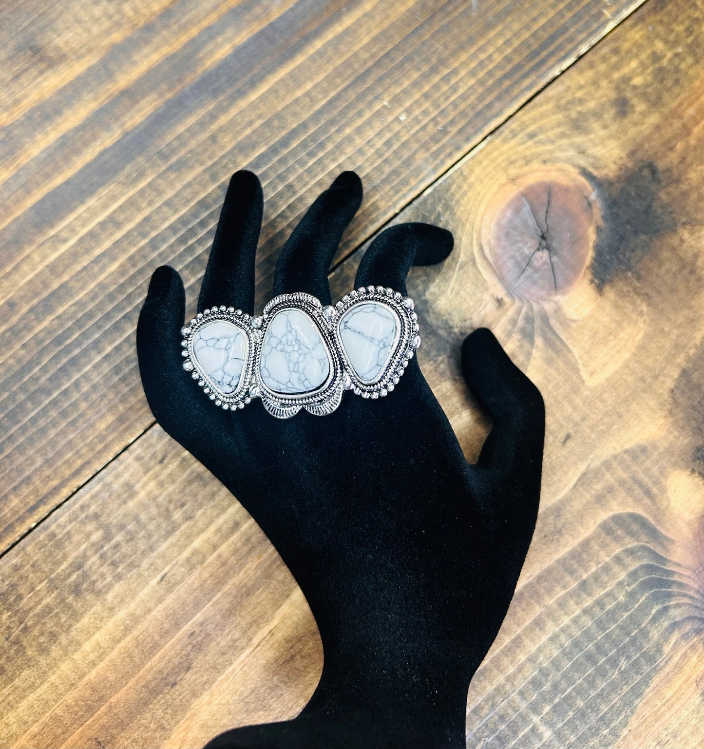 Triple Stone Cuff Ring