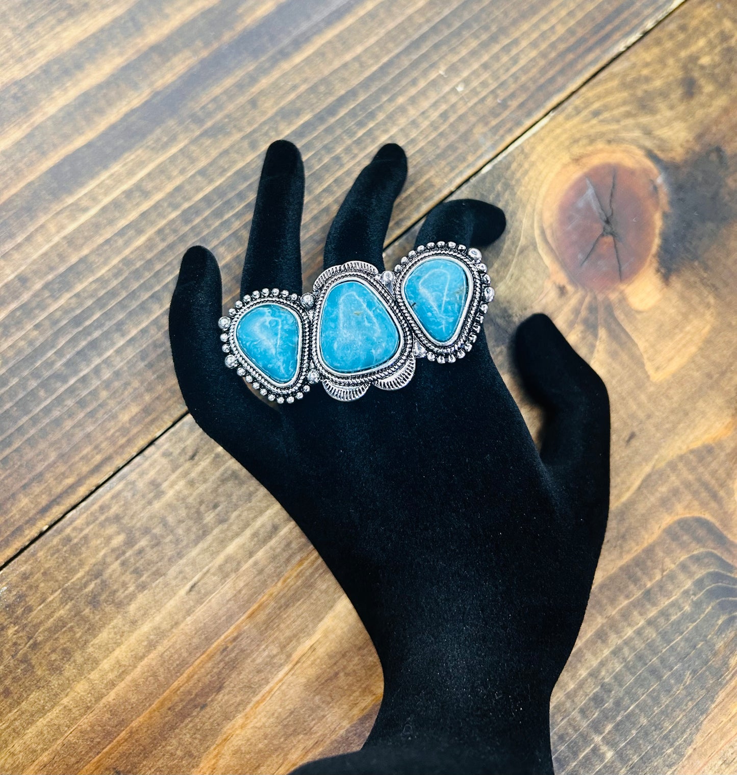 Triple Stone Cuff Ring