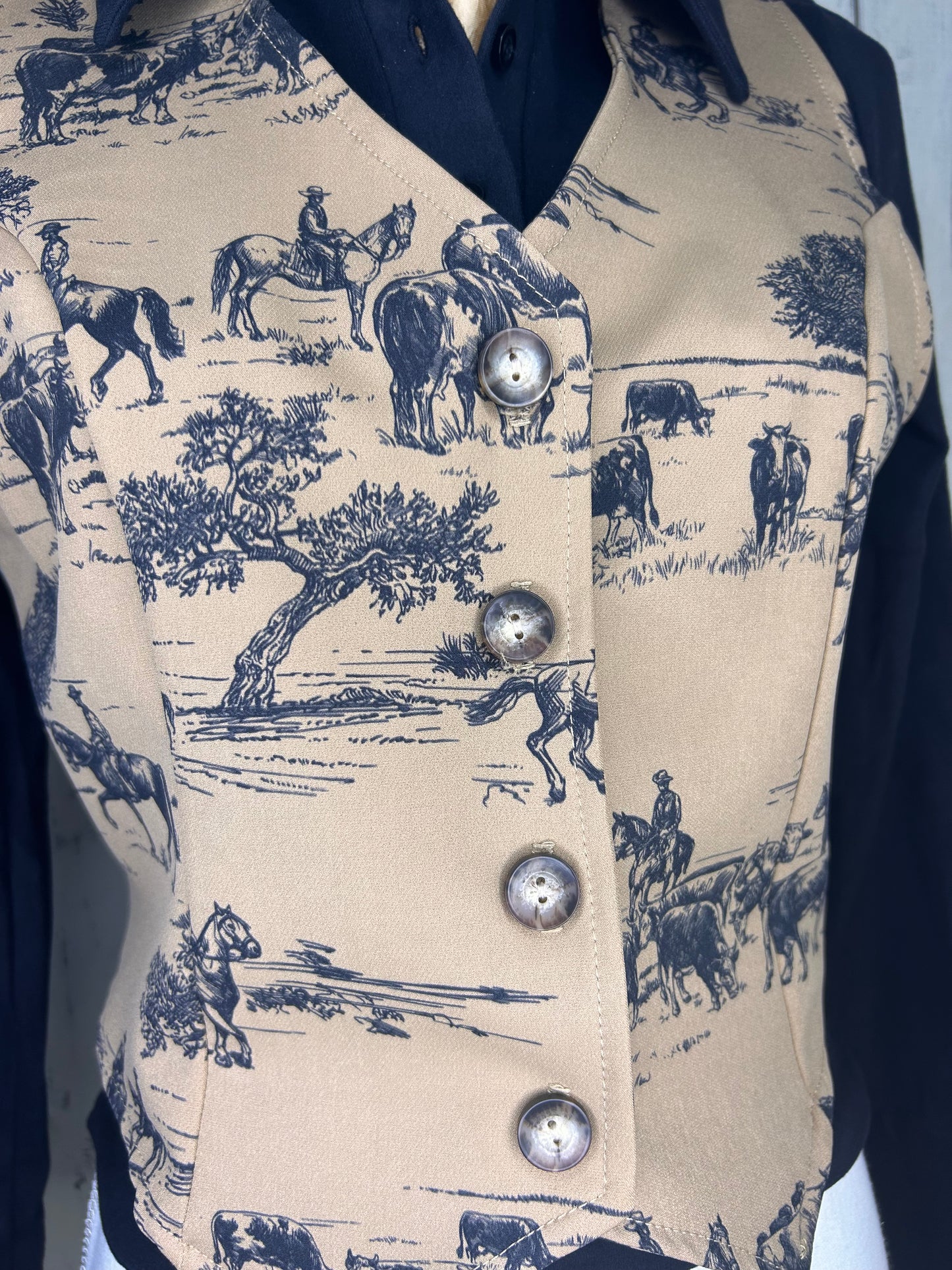 Western Print Button Down Vest