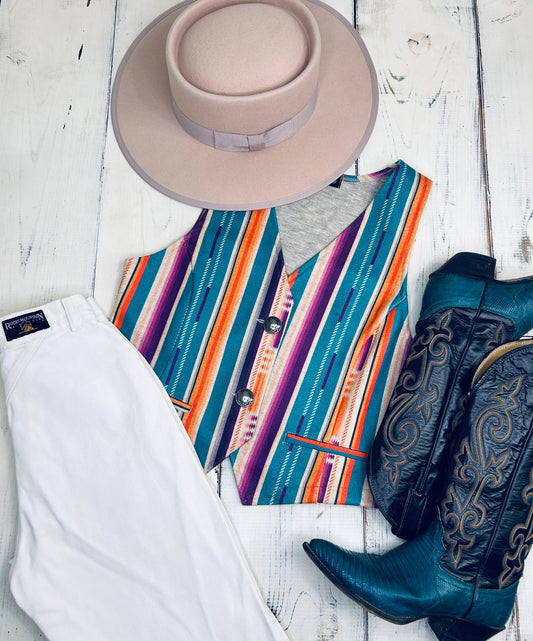 Serape Button Down Vest