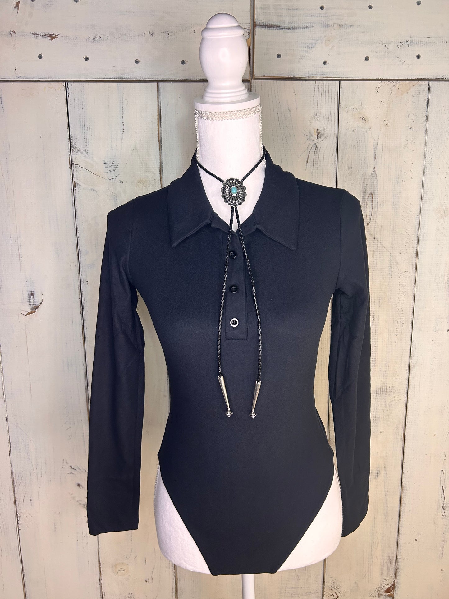 Collared long sleeve bodysuit
