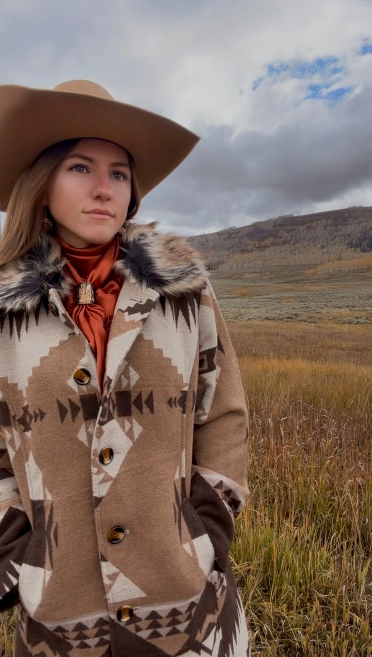 The western belle faux fur dress coat