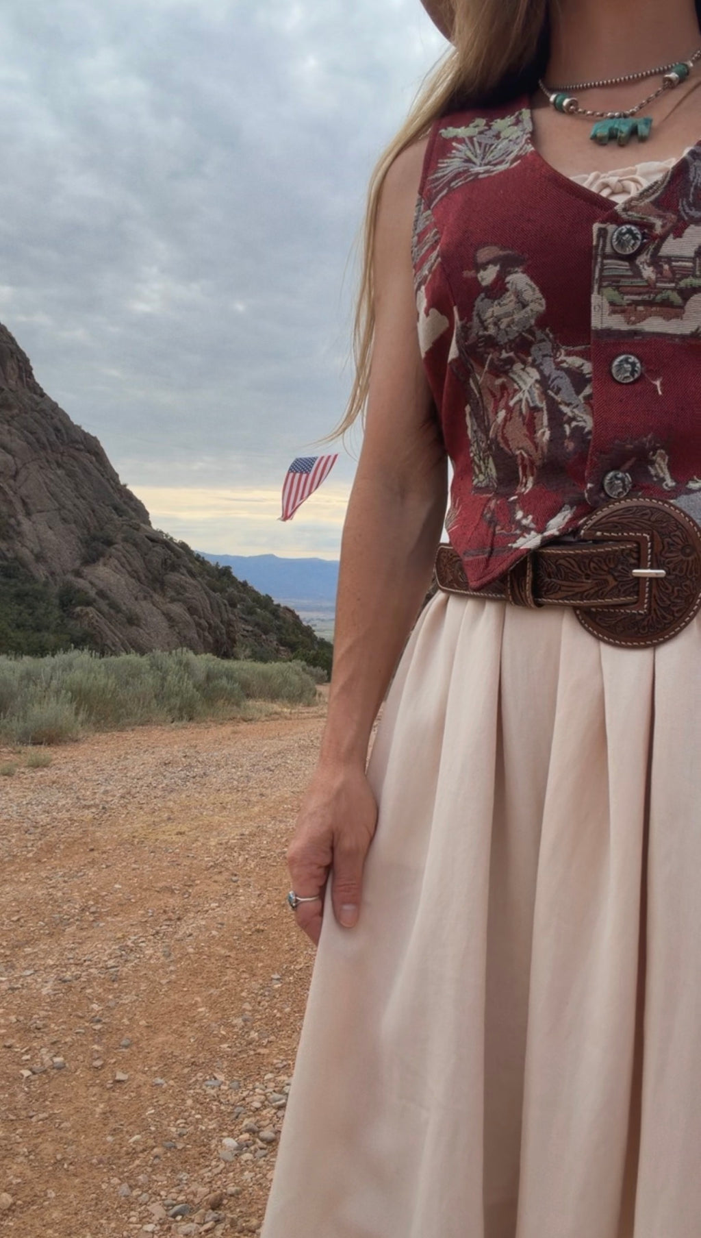 The American cowgirl tapestry vest