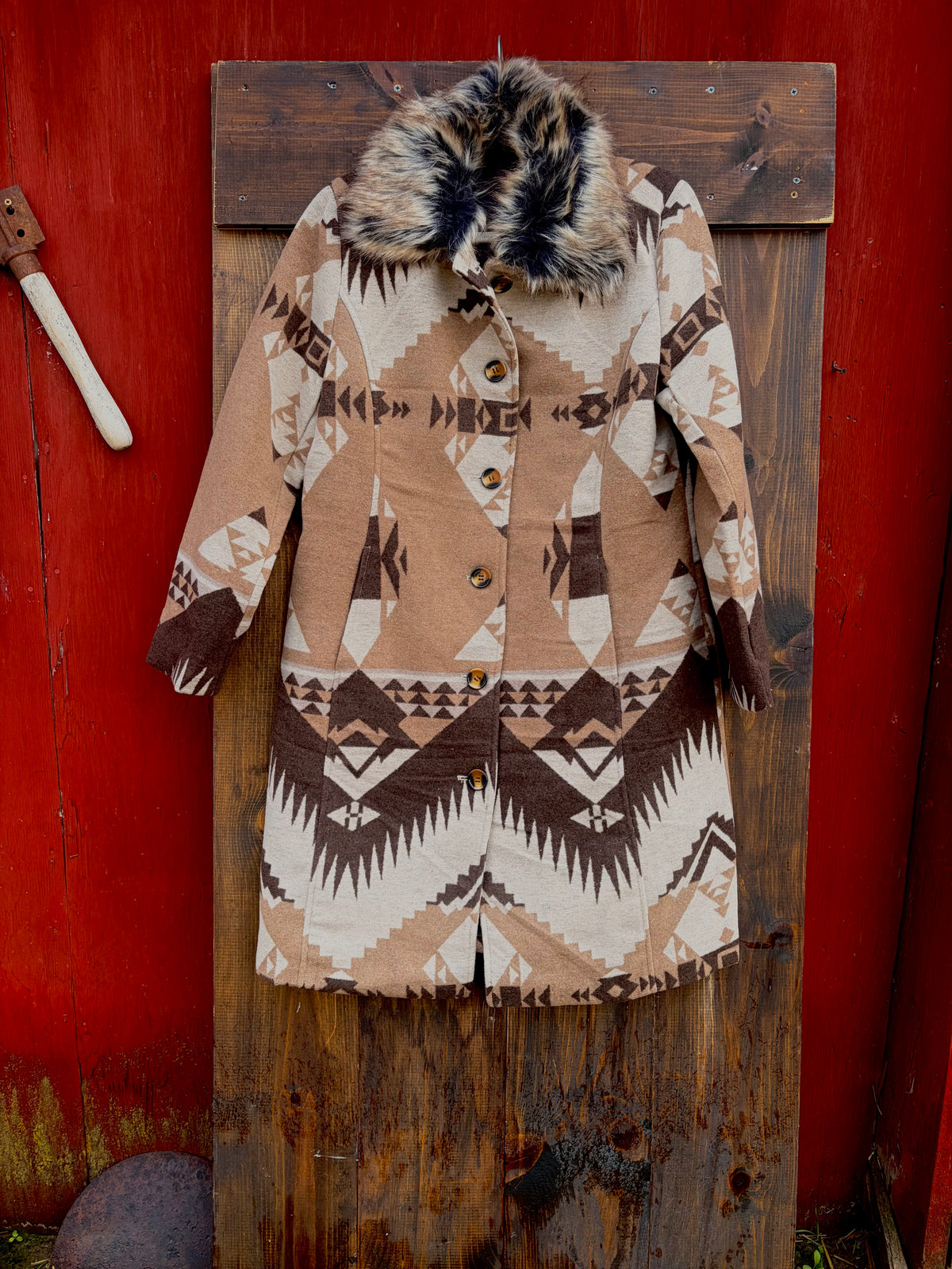 The western belle faux fur dress coat