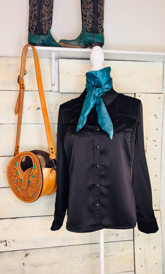 The dark cowgirl pearl-snap