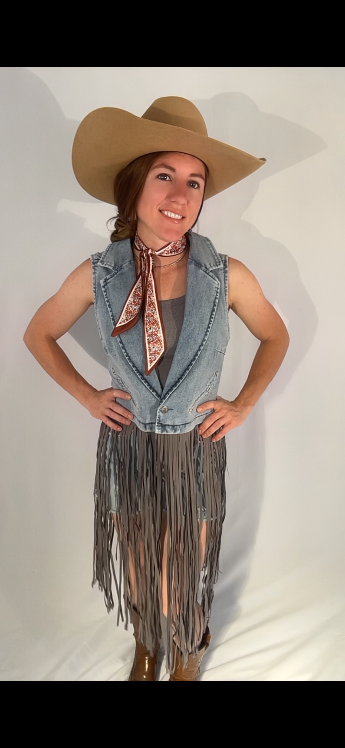 The long ride - denim fringe vest