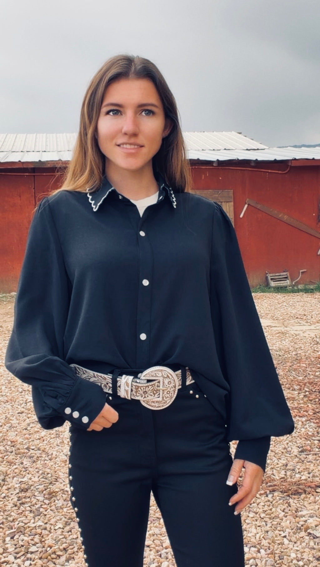 The midnight cowgirl pearl snap