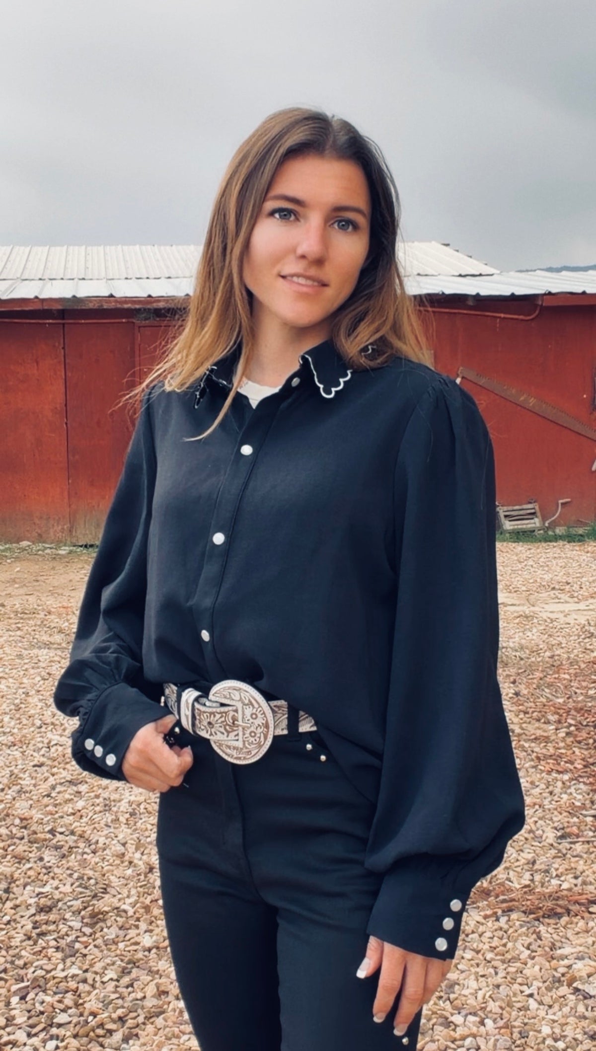 The midnight cowgirl pearl snap