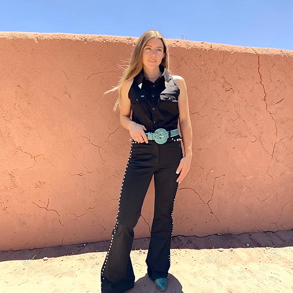 The desert silver - sleeveless pearl snap