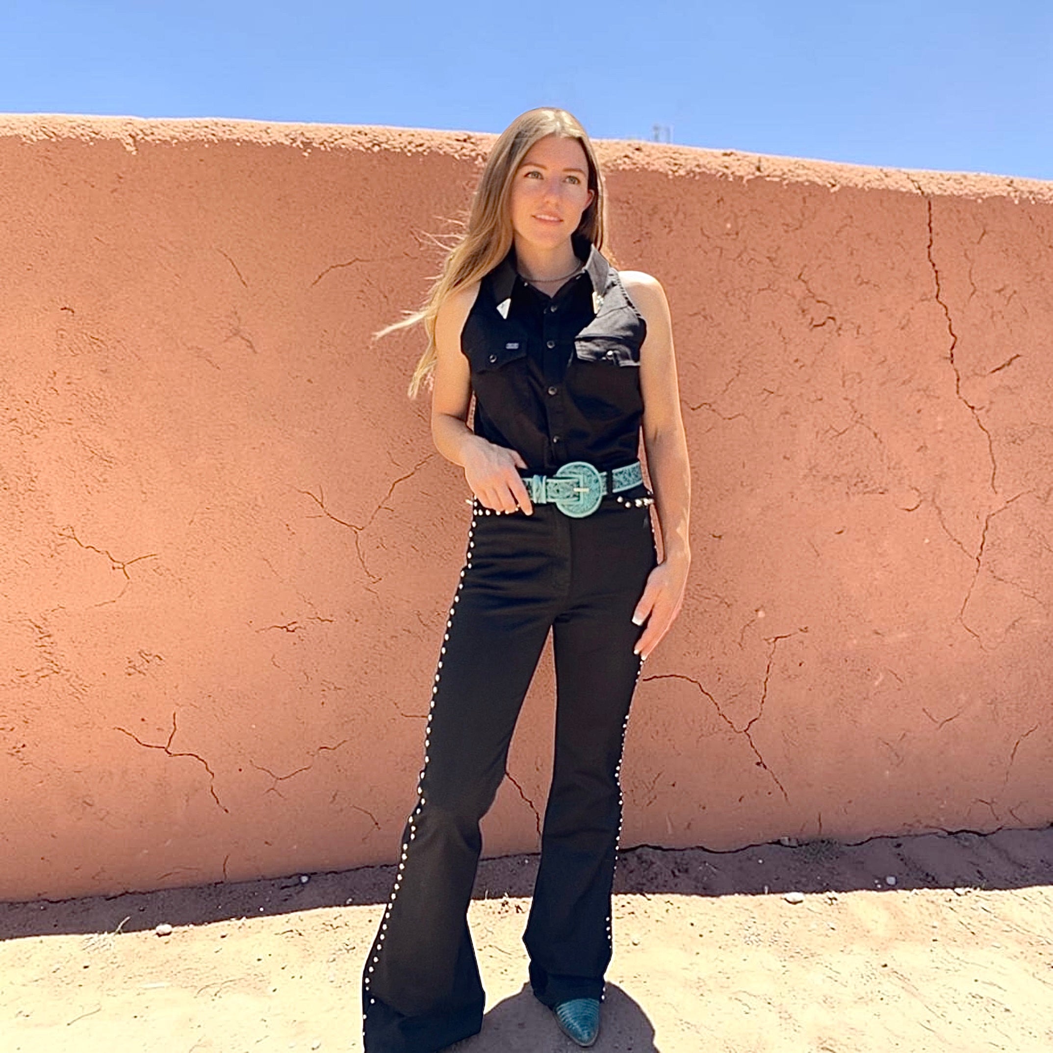 The desert silver - sleeveless pearl snap