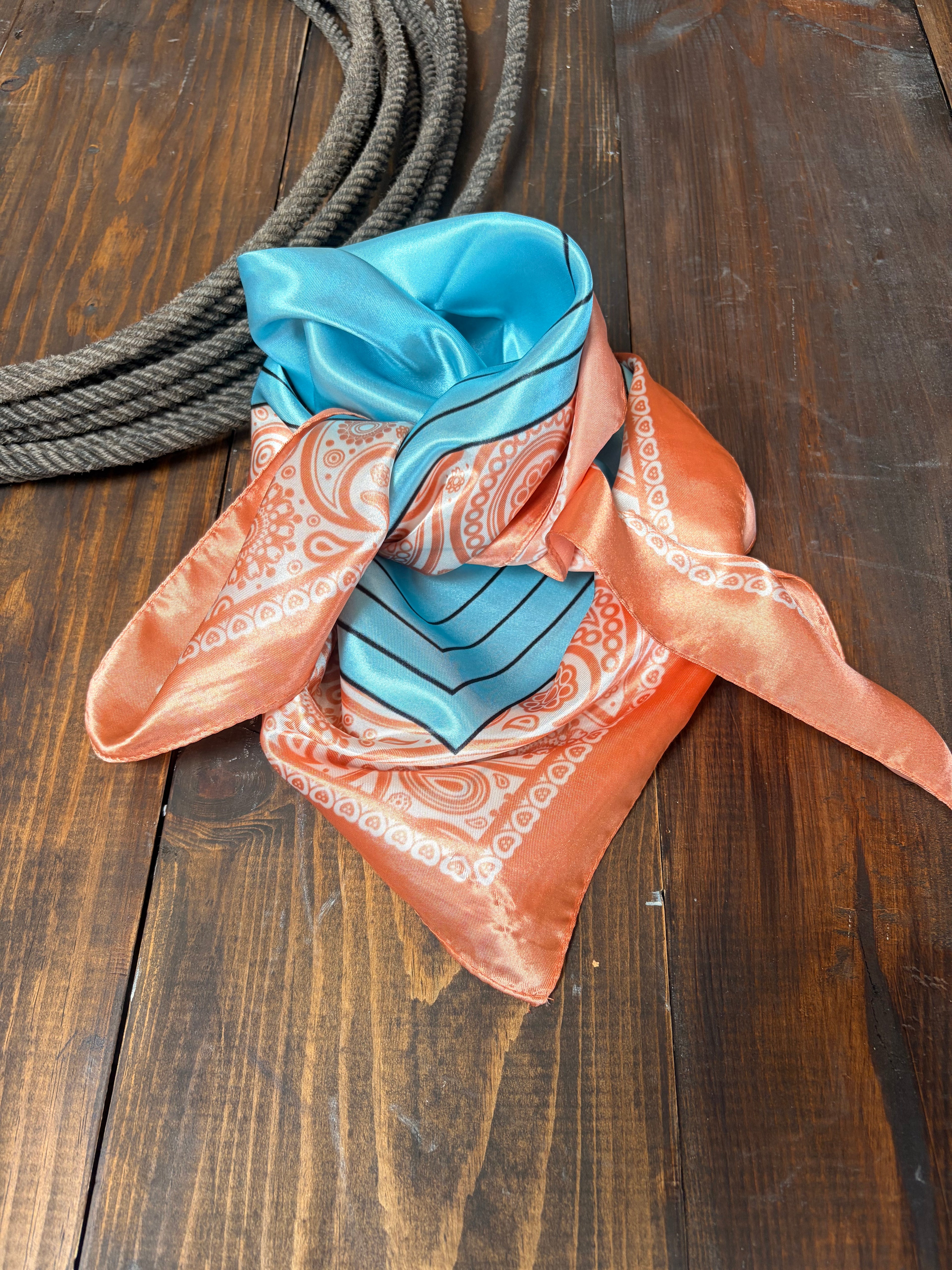 Teal/peach dual style - wild rag
