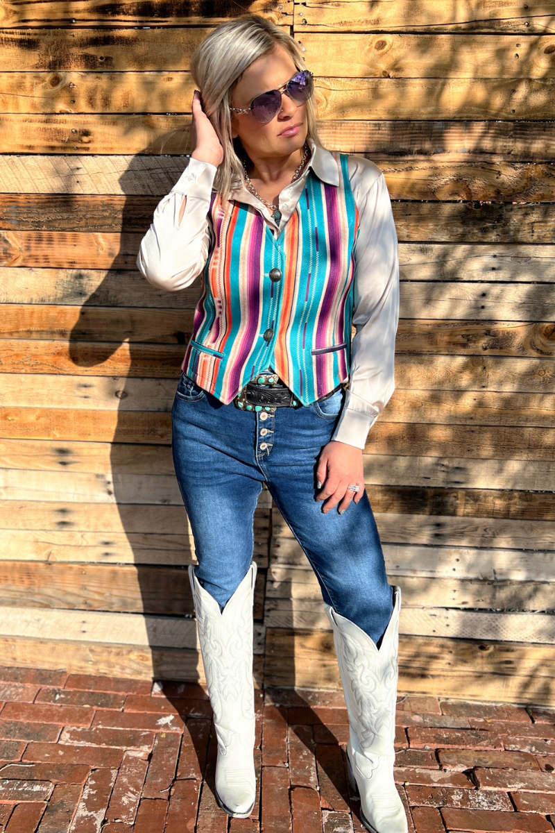 Serape Button Down Vest