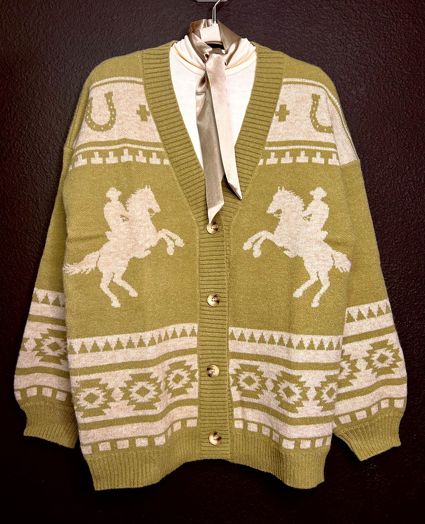Oversized western graphic cardigan