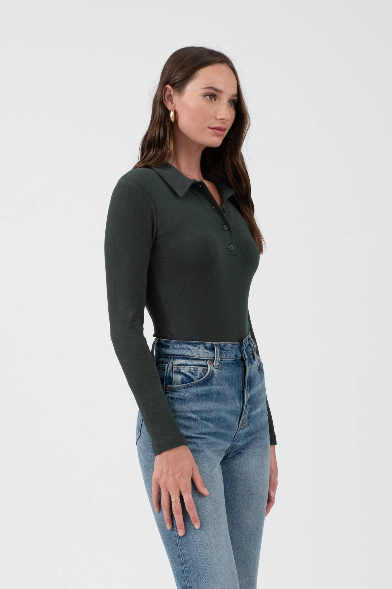 Collared long sleeve bodysuit