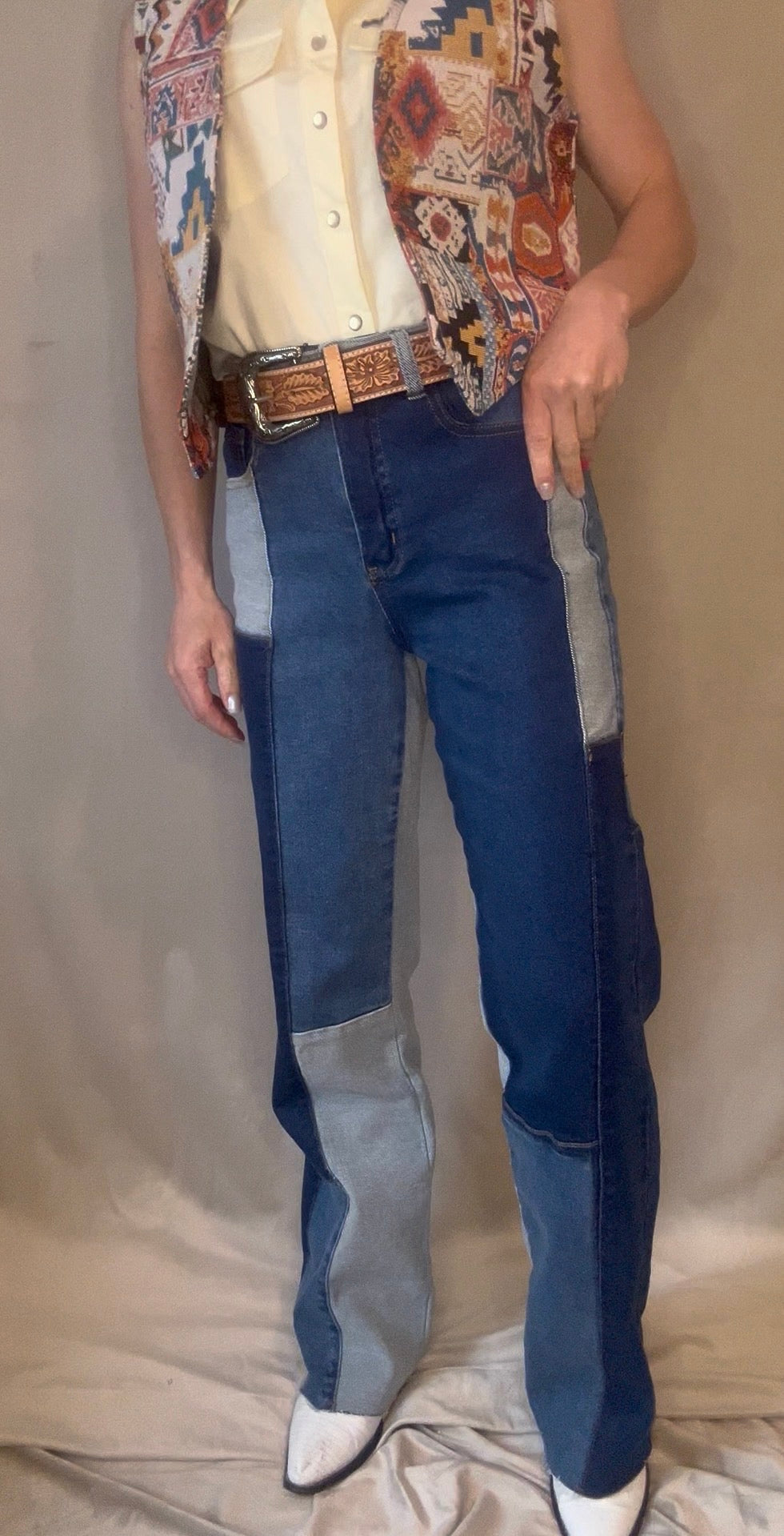 Patched up - denim jeans