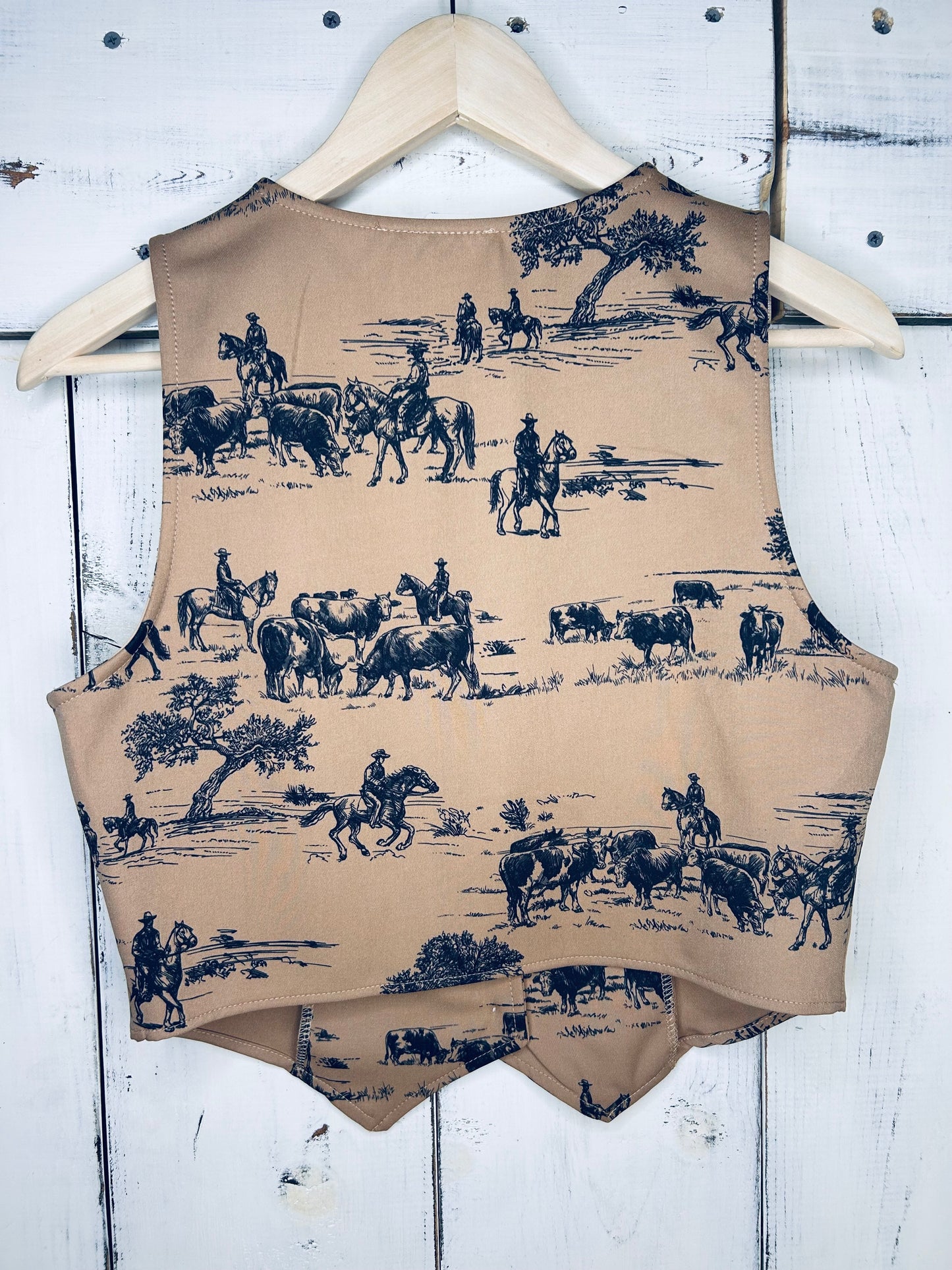 Western Print Button Down Vest