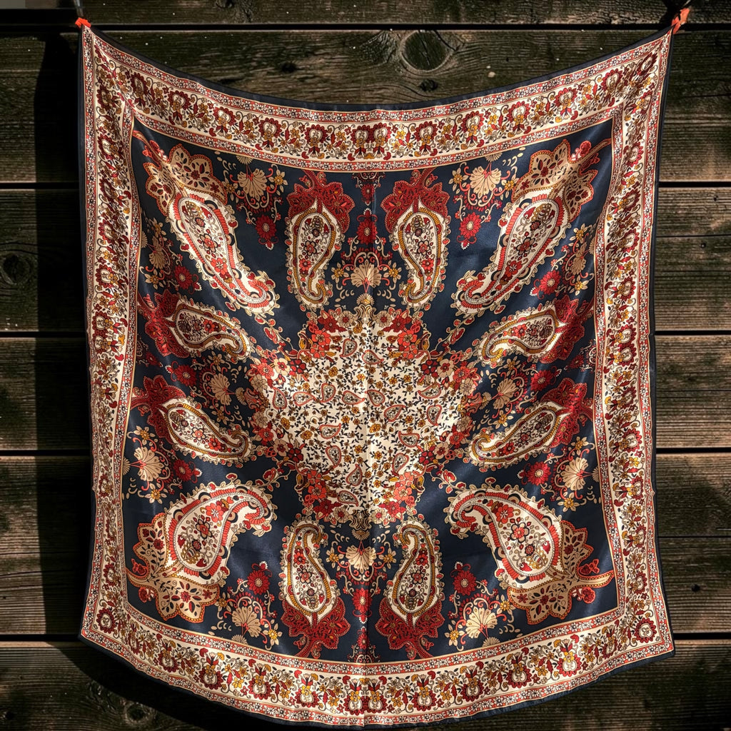 Maroon/blue fall paisleys - wild rag