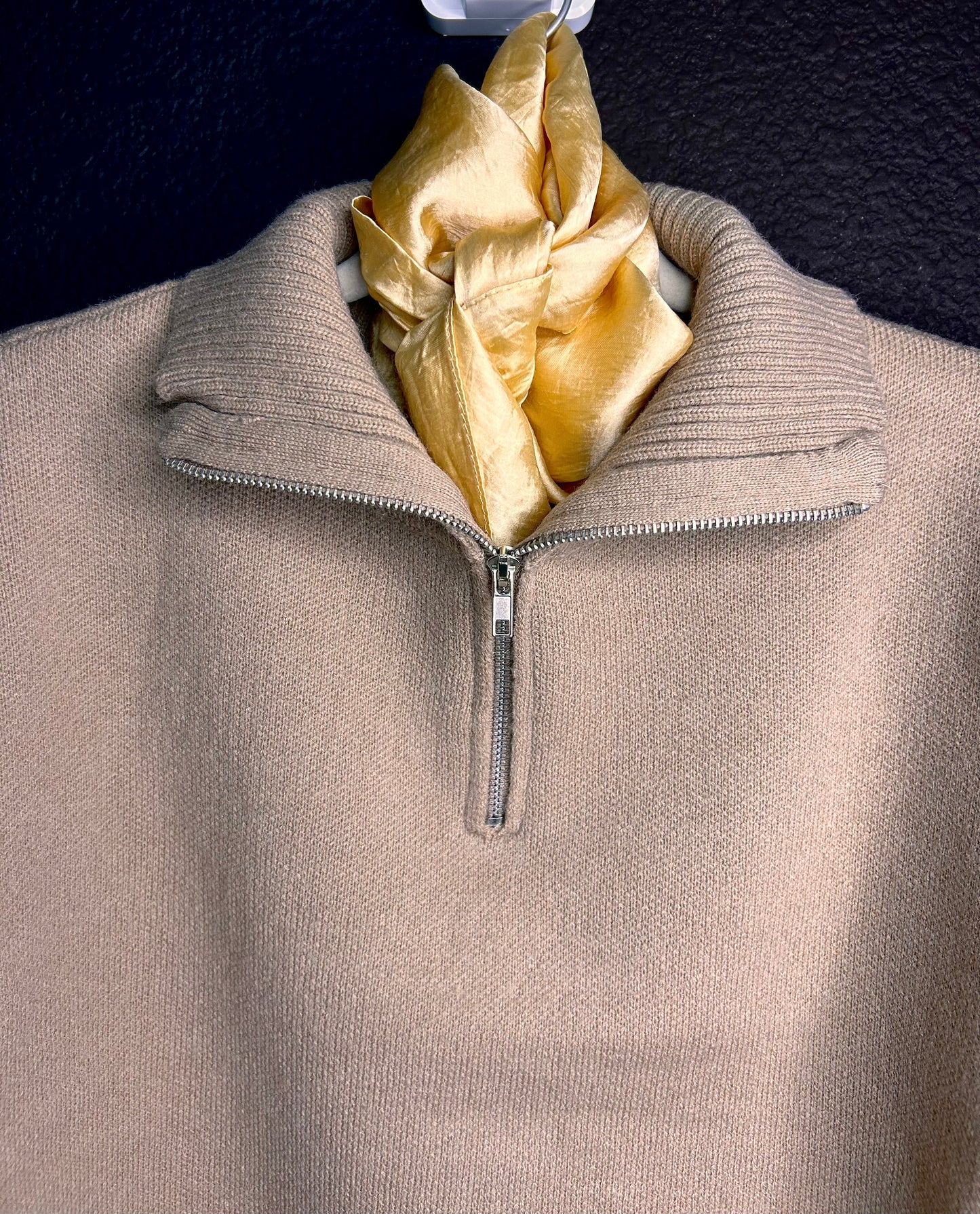 1/4 zip dark taupe sweater