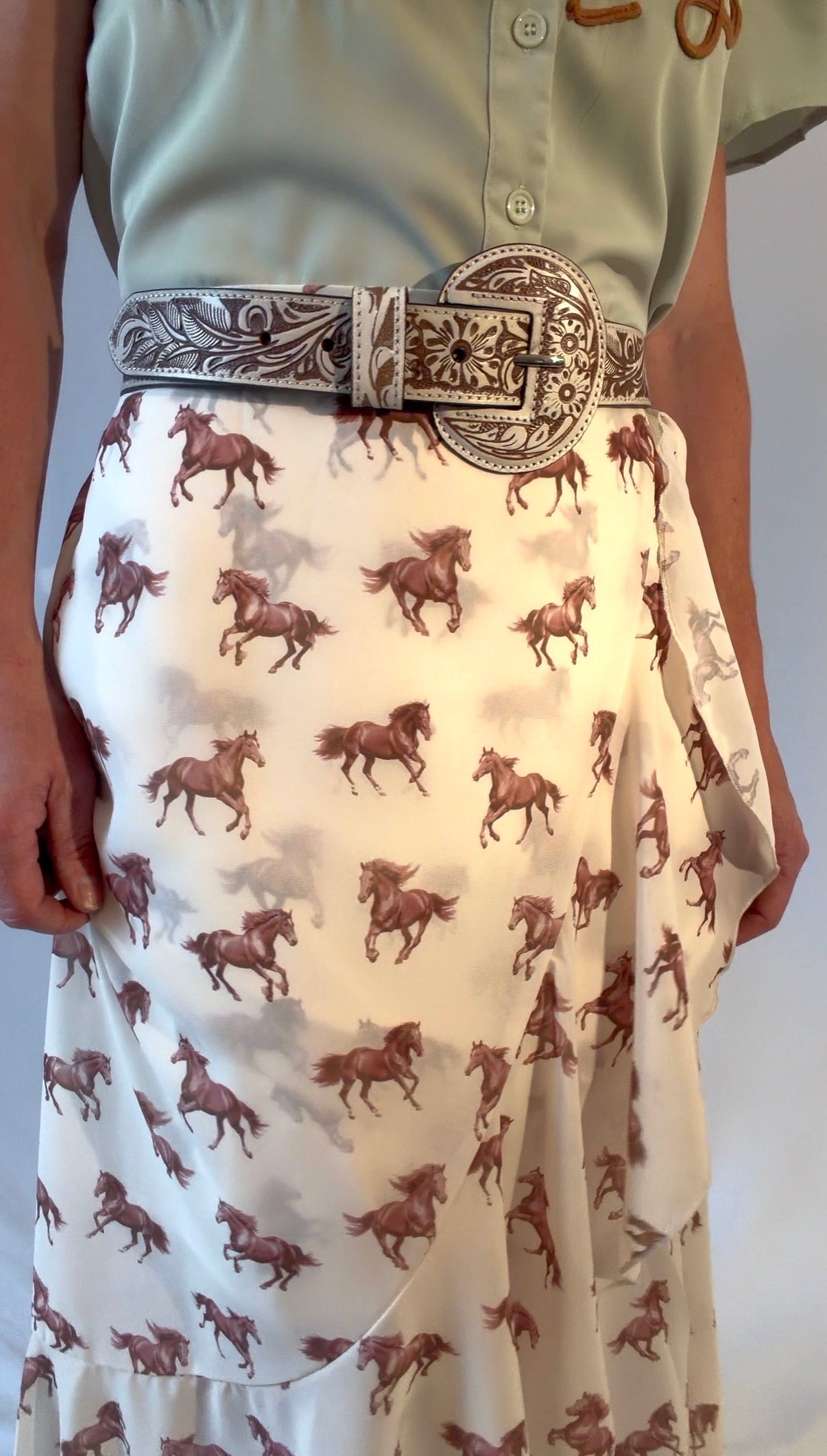 The saddle ridge tooled leather belt