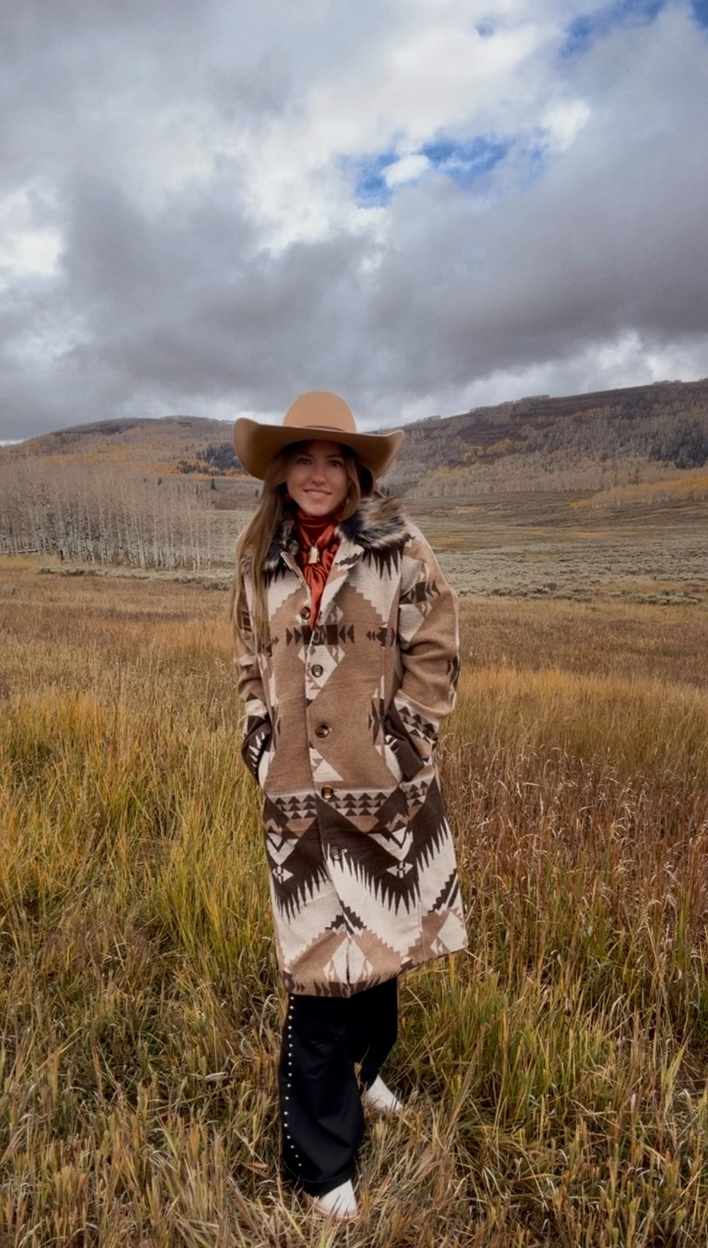 The western belle faux fur dress coat