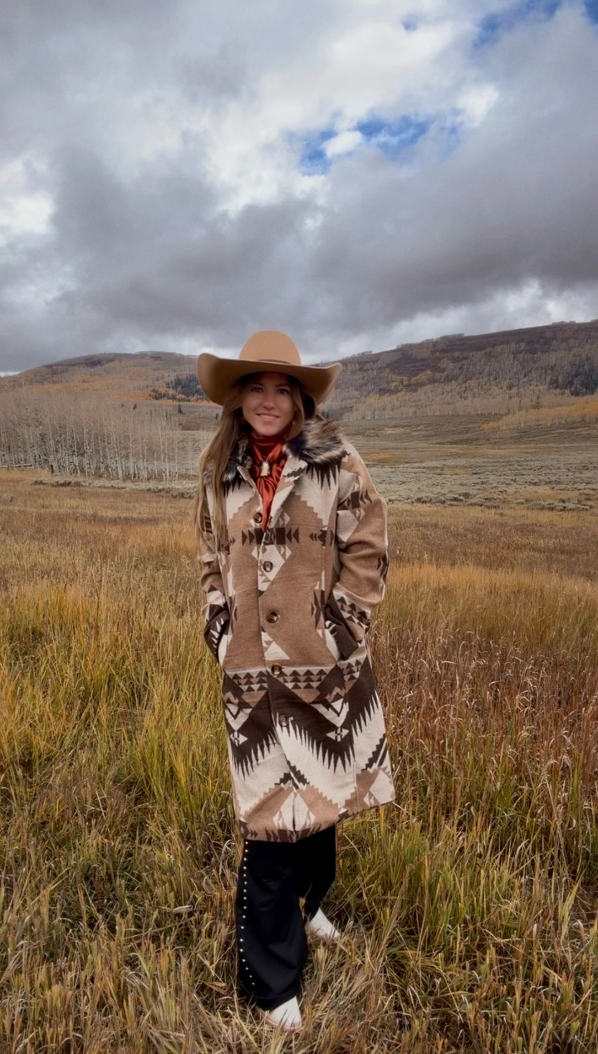 The western belle faux fur dress coat