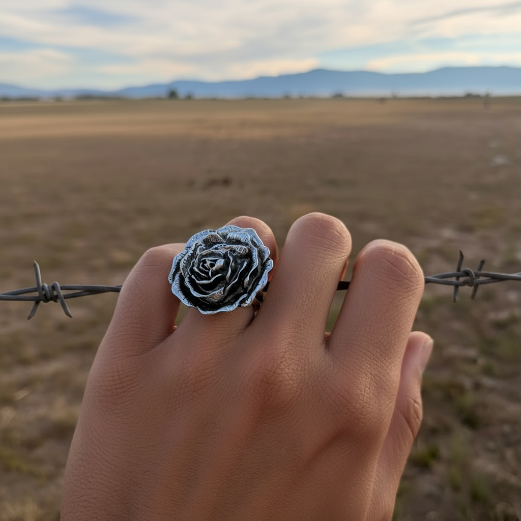 The barbed wire Rose - statement ring