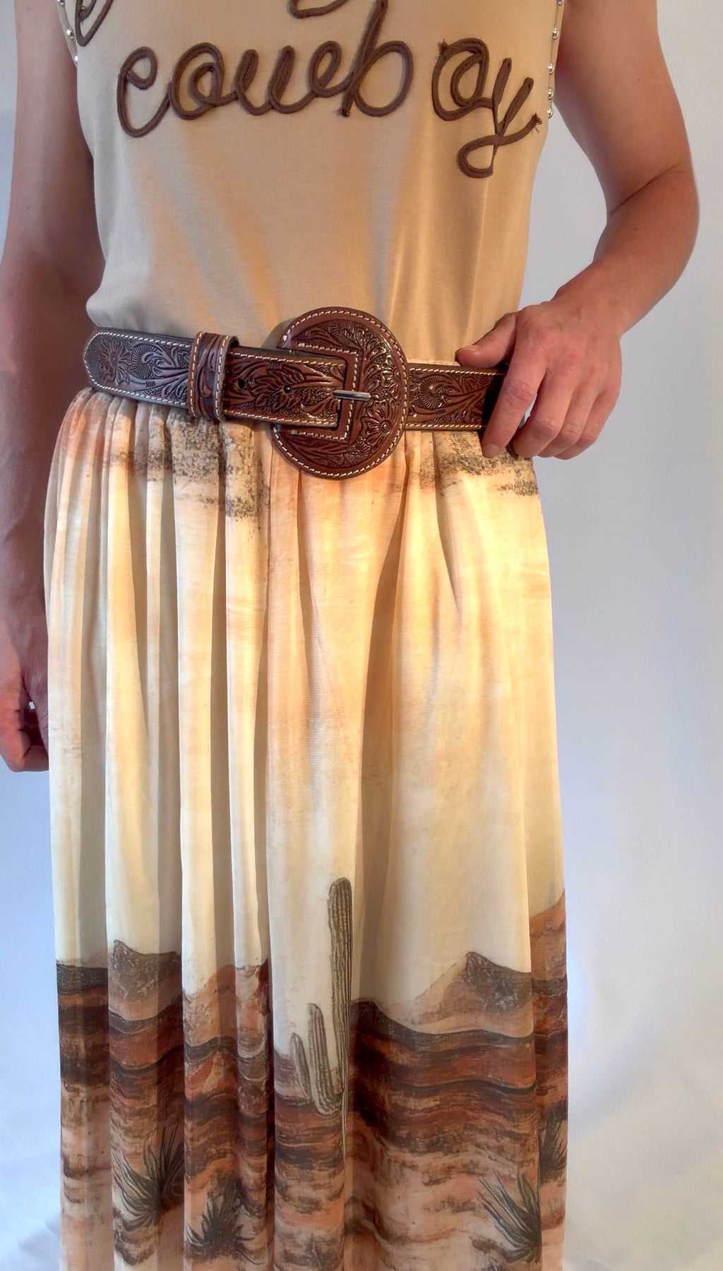 The saddle ridge tooled leather belt