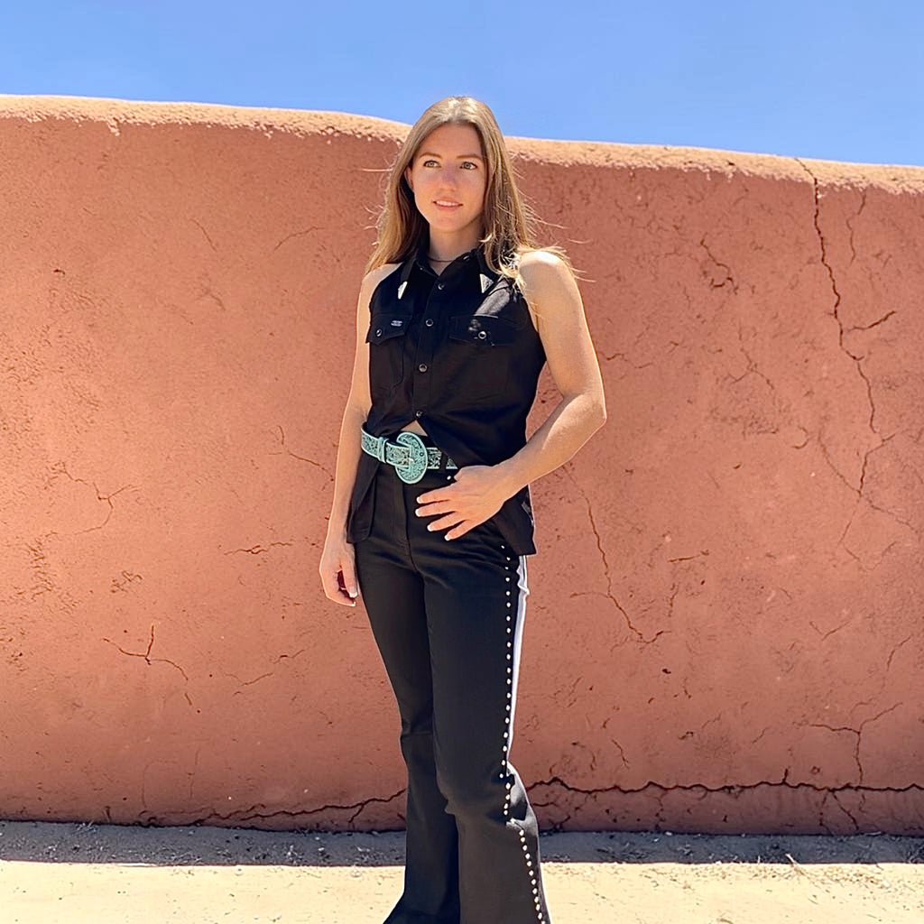 The desert silver - sleeveless pearl snap