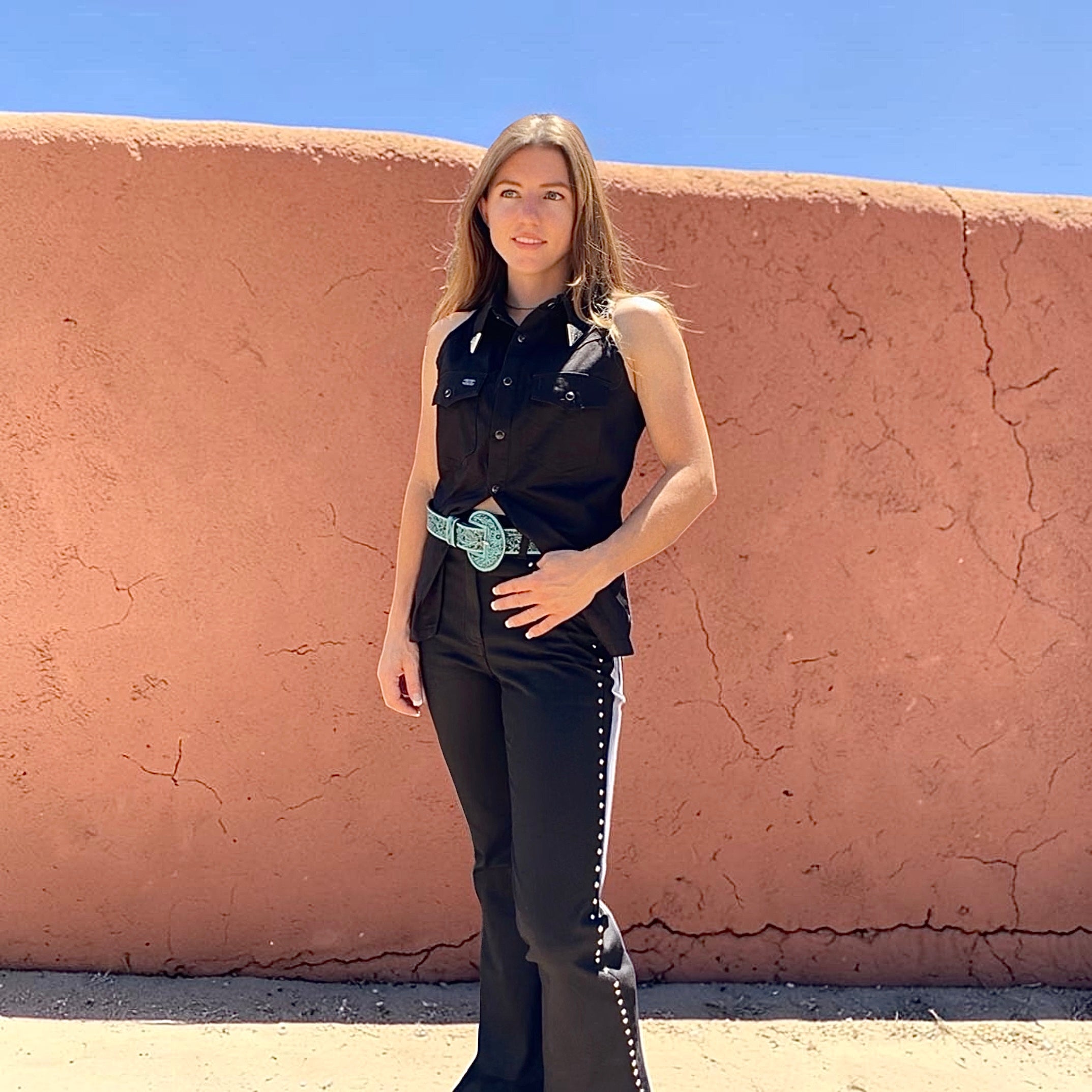 The desert silver - sleeveless pearl snap