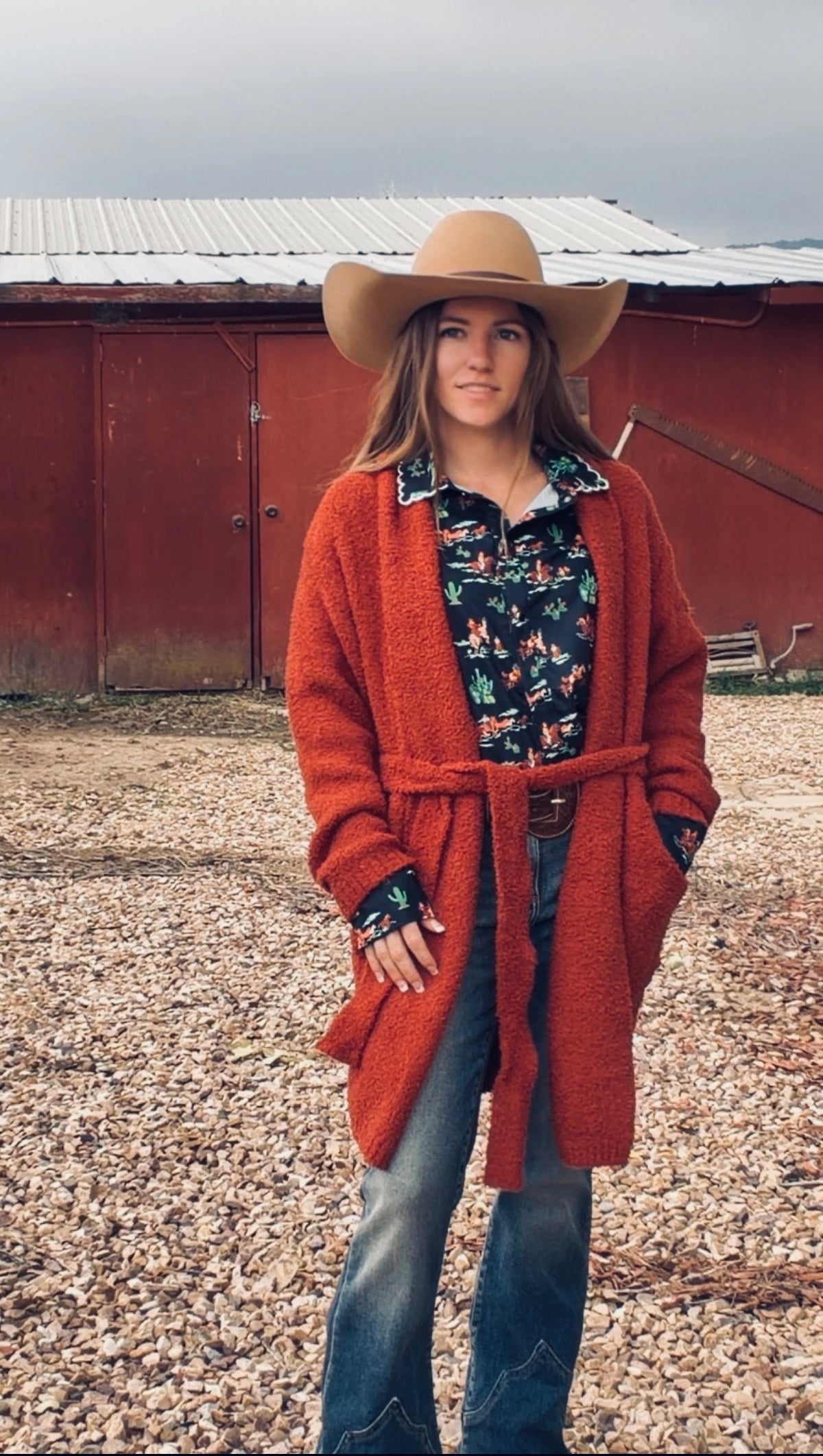 The rust wood cozy knit cardigan
