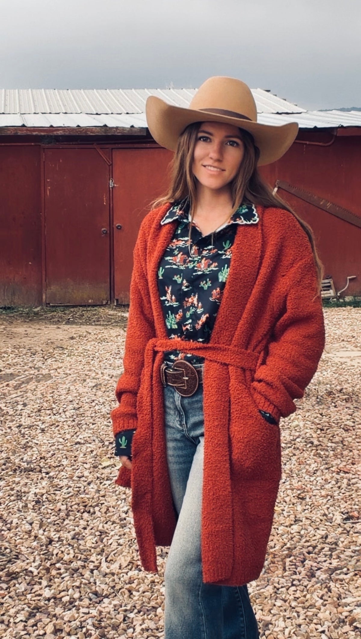 The rust wood cozy knit cardigan