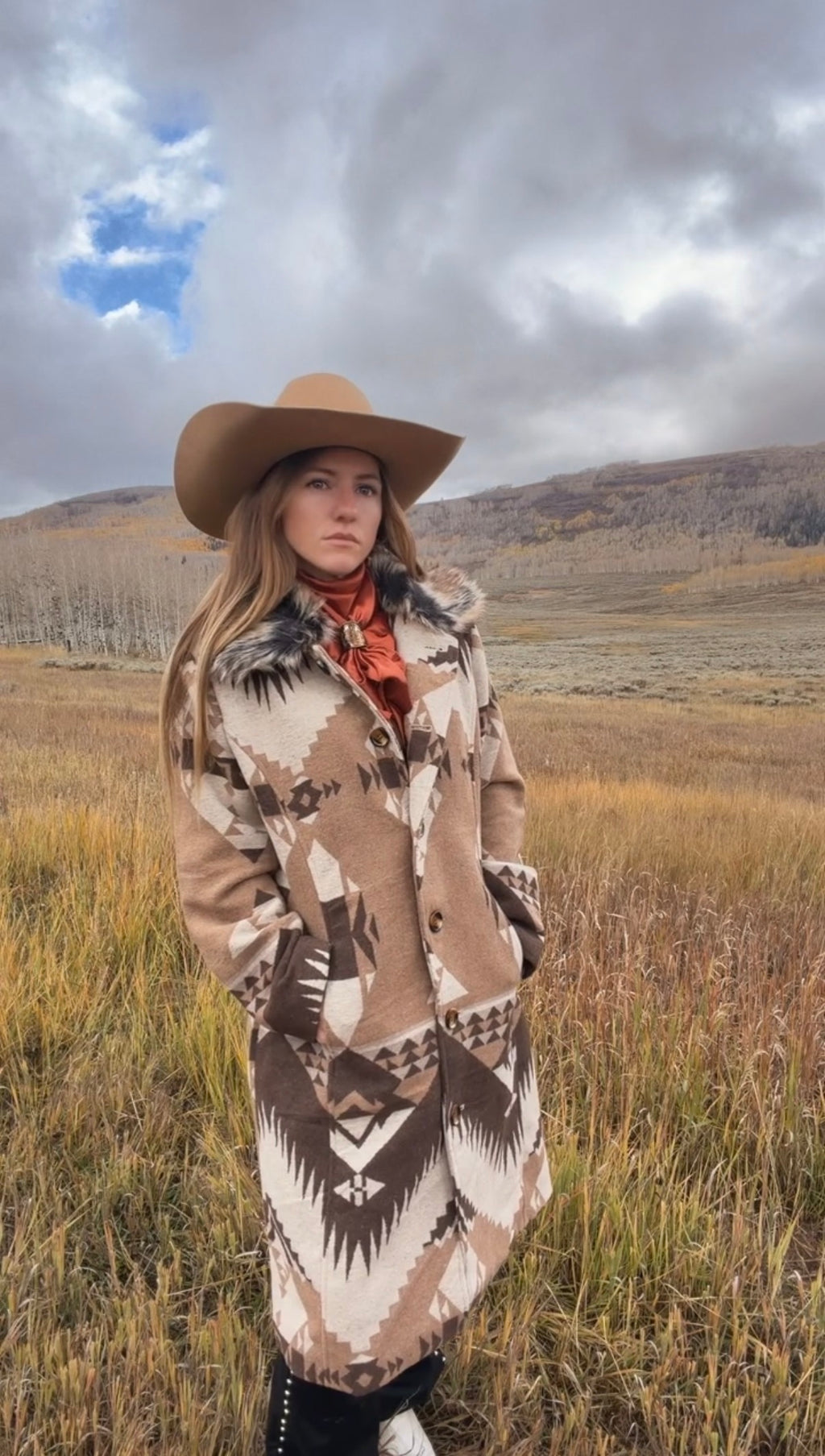 The western belle faux fur dress coat