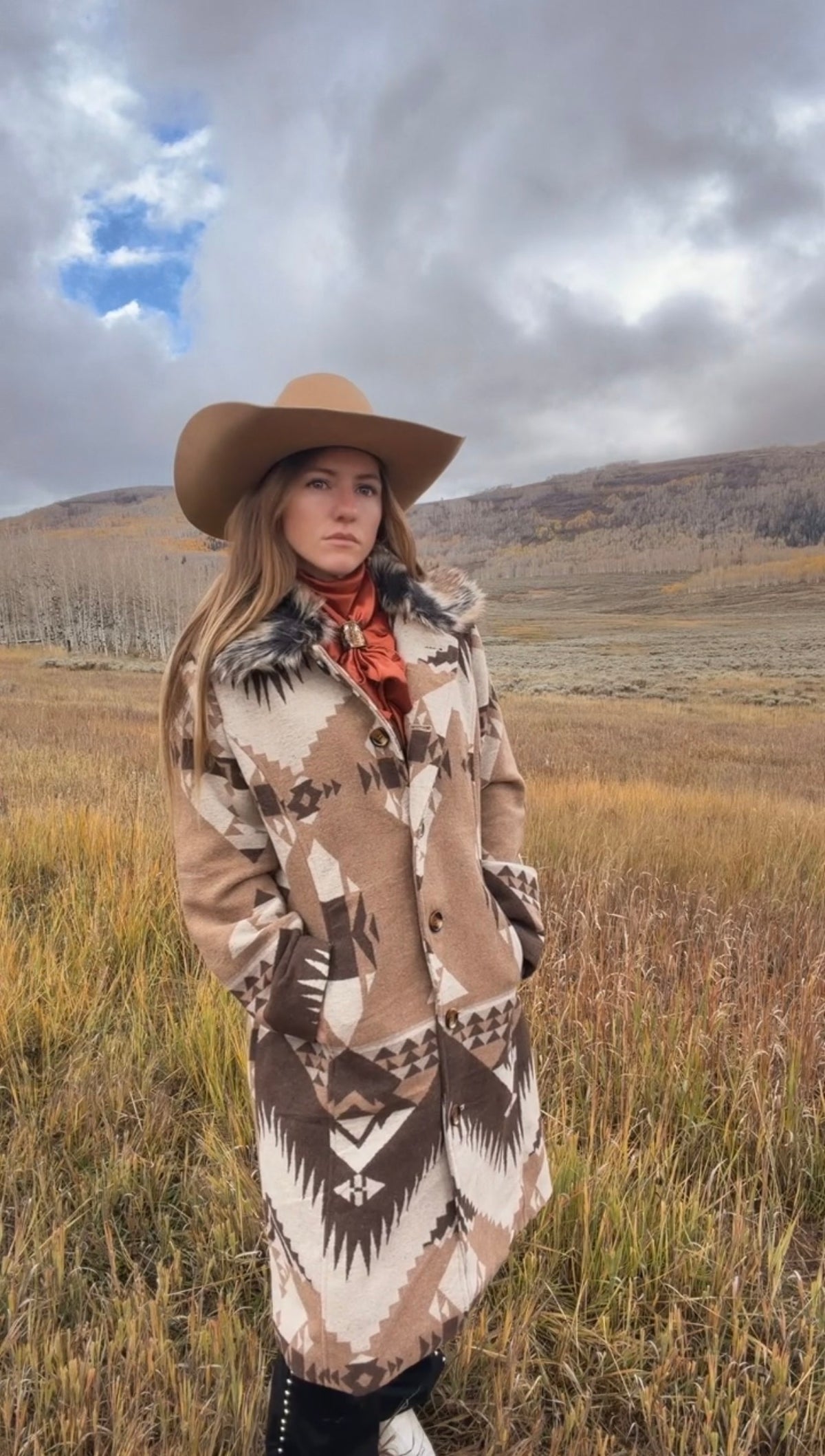 The western belle faux fur dress coat