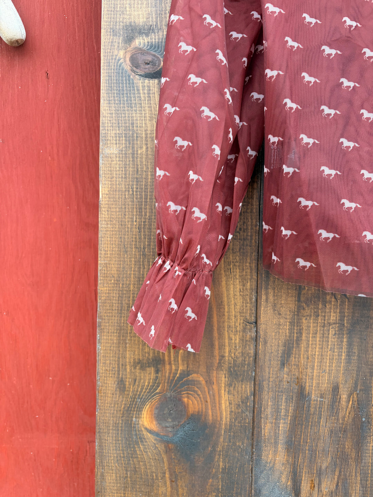 The rusty rodeo - horse print mesh top