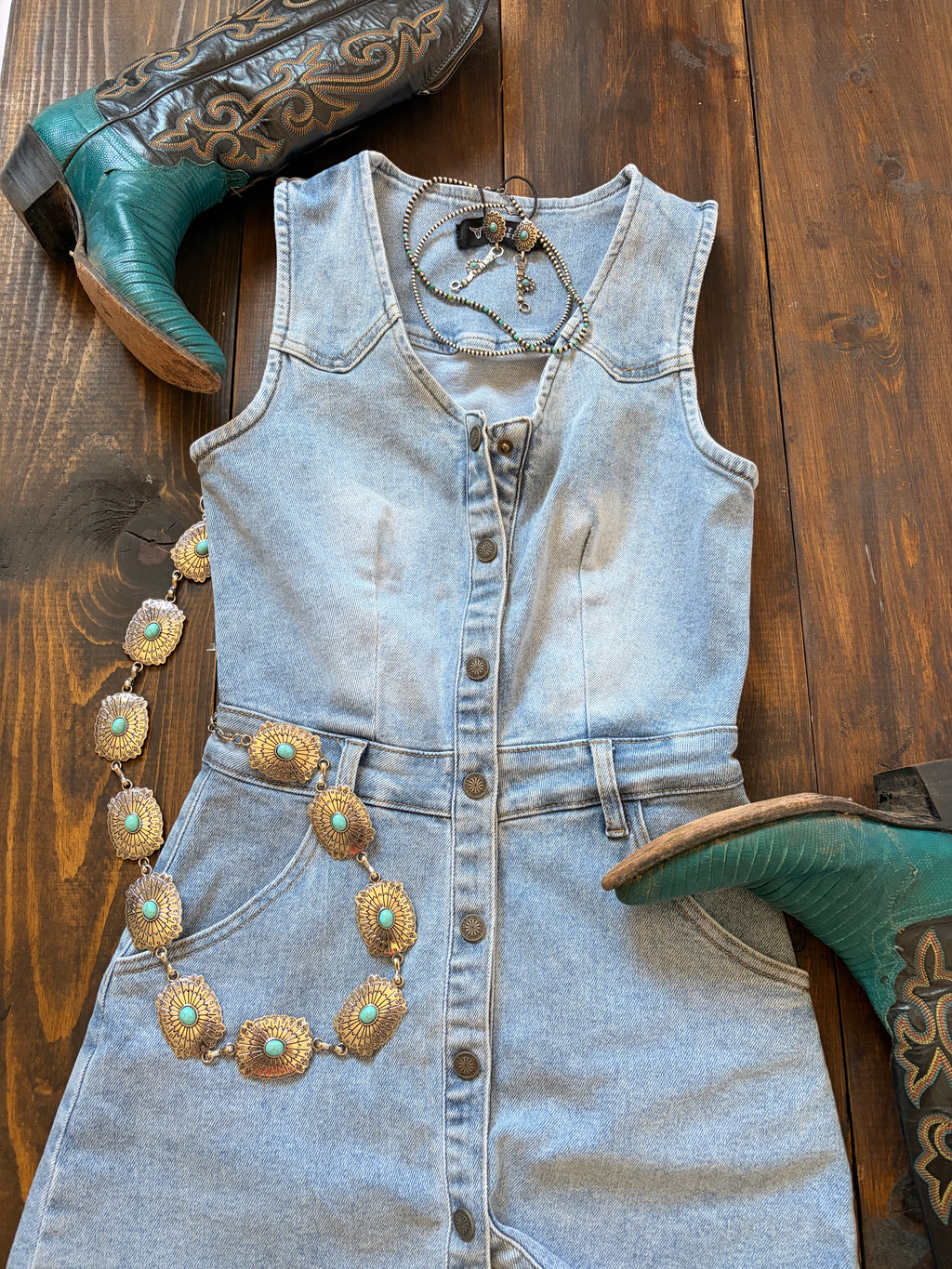 Bluebonnet denim - snap dress