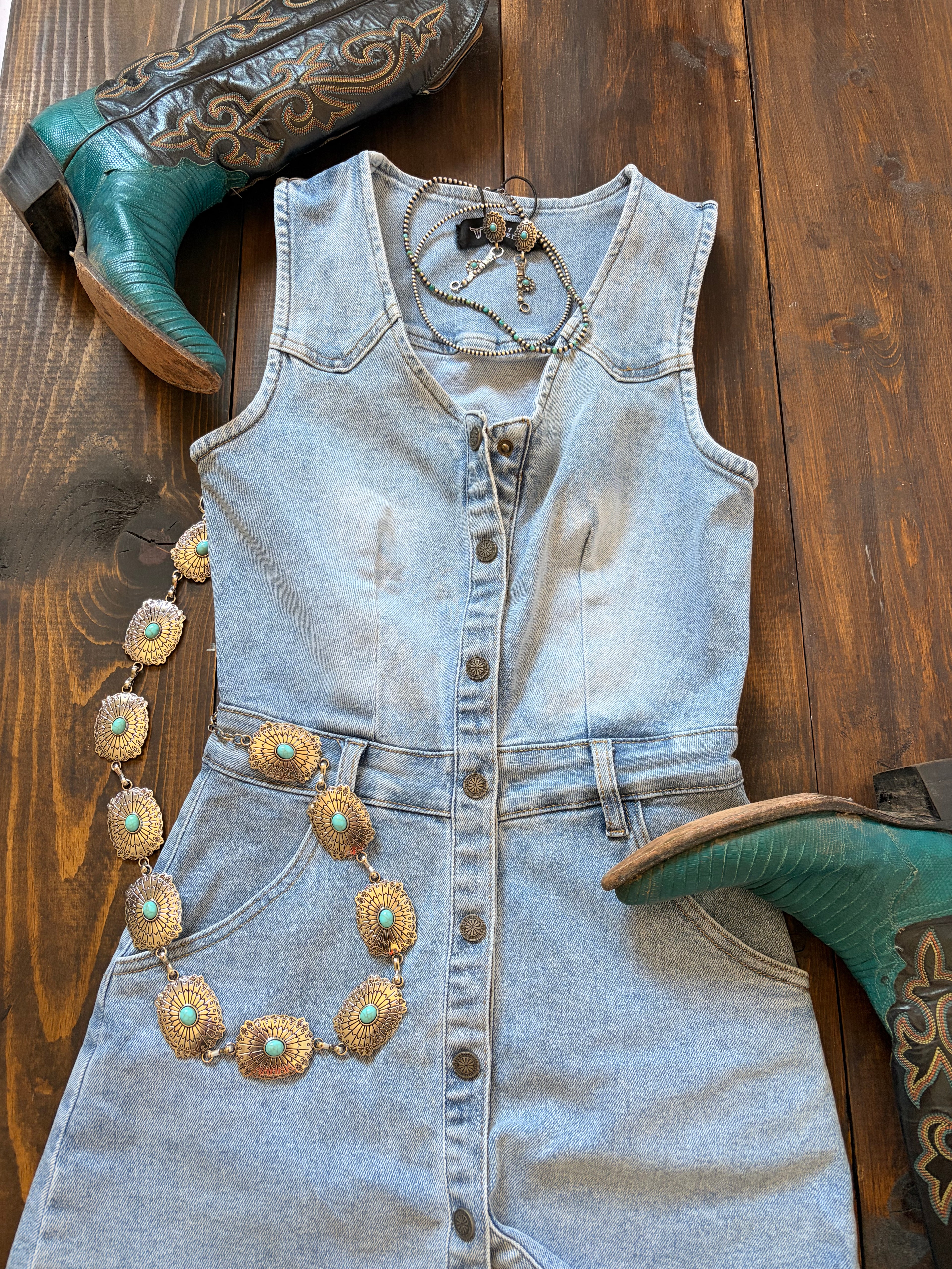 Bluebonnet denim - snap dress