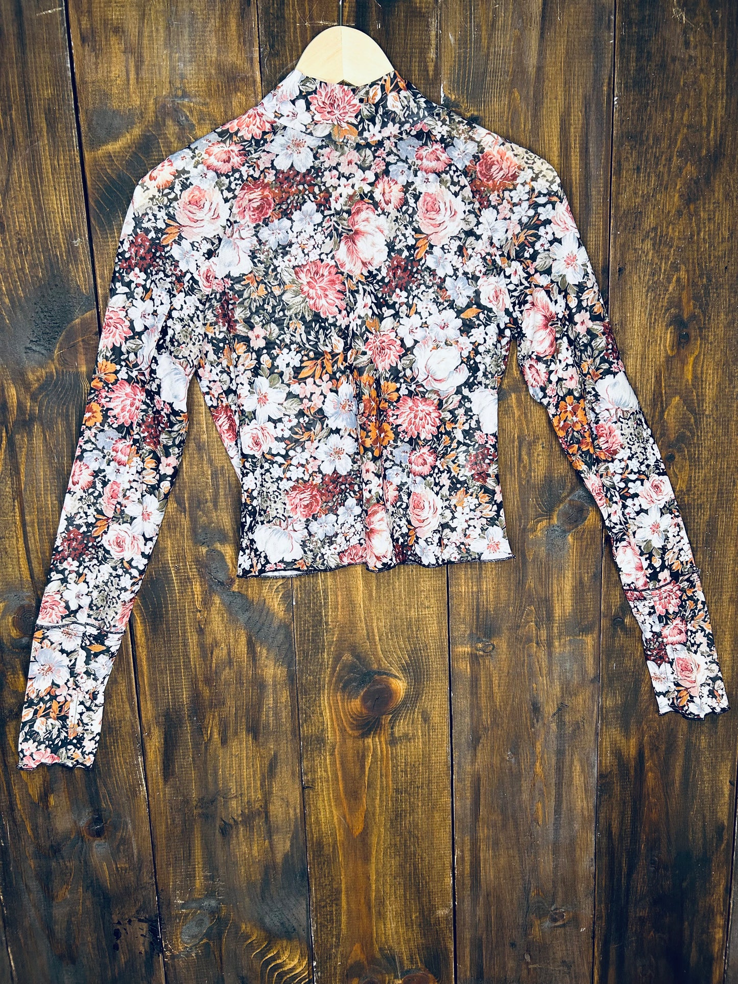 Floral mesh layering top