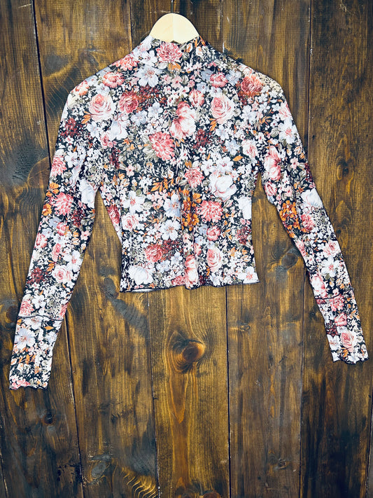Floral mesh layering top