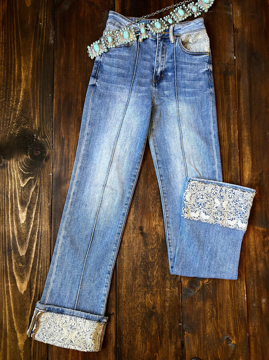 Embroidered cuff - jeans
