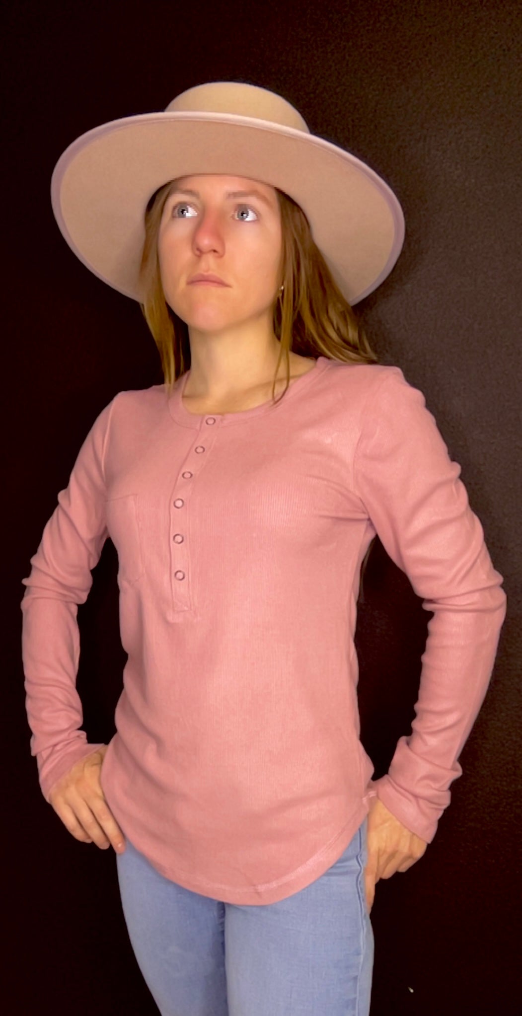 3/4 snap - pink long sleeve