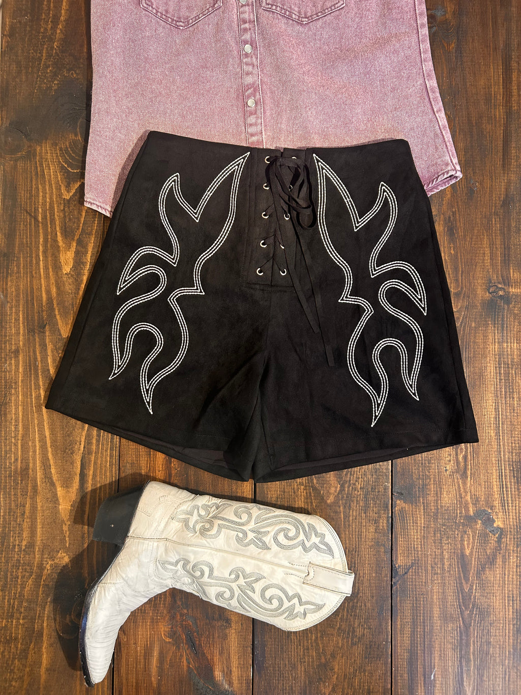 Boots and lace shorts
